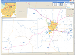 San Angelo Metro Area Wall Map Basic Style 2026